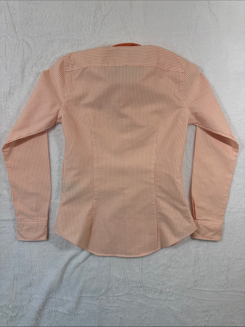 Ralph Lauren Slim Fit Striped Button Down Oxford Shirt, Orange White Cotton Sz6 - Picture 2 of 6